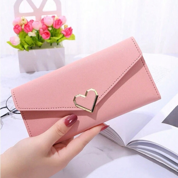 Handbags - Chic Pink Heart Accent Wallet